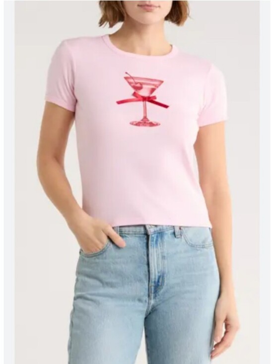 The Vinyl Icons Tops - Pink Martini Cotton-Blend T-shirt